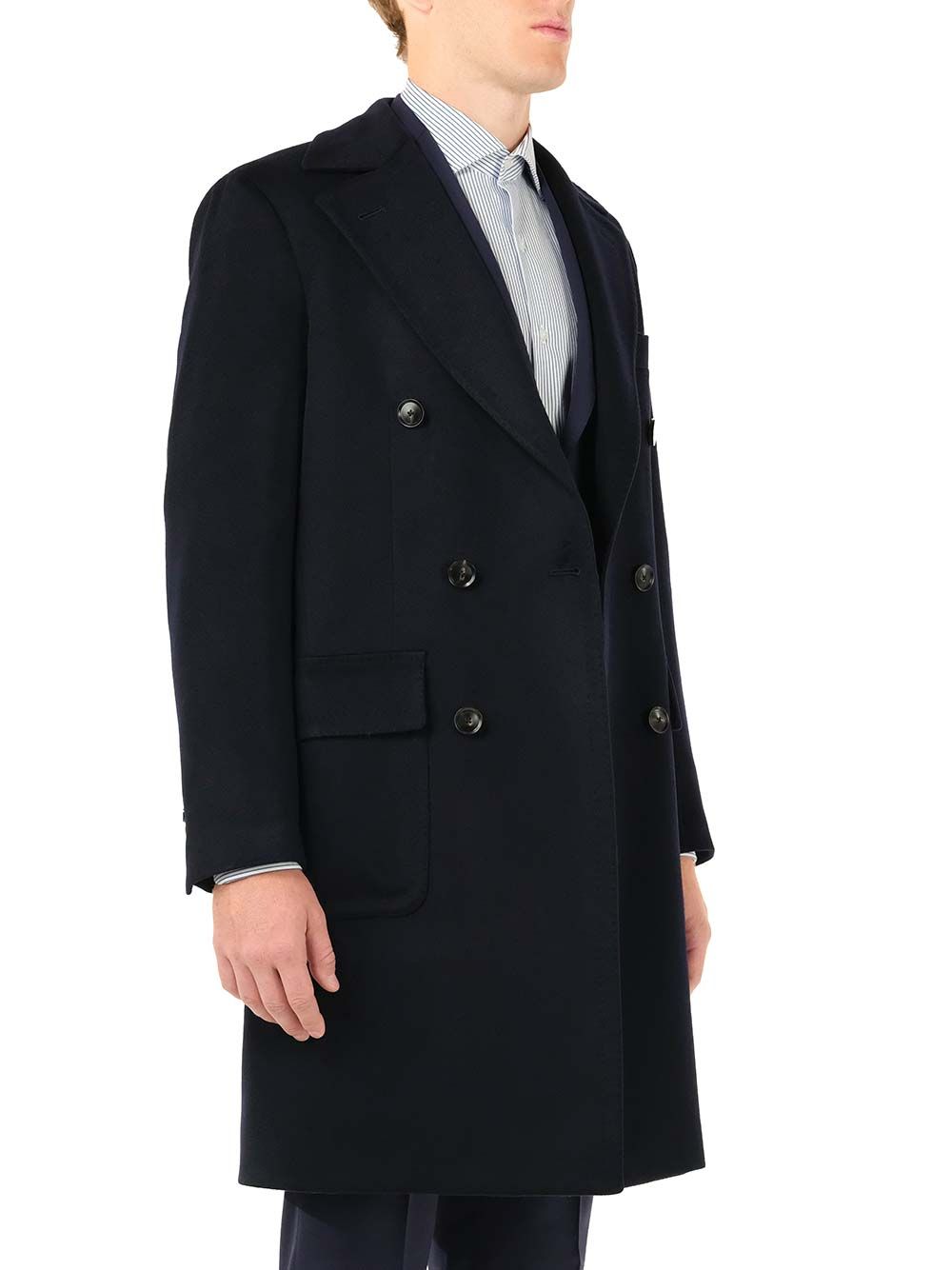 Al Duca D'Aosta Navy Blue Double-Breasted Coat Coats - Blue | 238ad28cc3b9255d83e02e7e0a5c7bdcc362894b