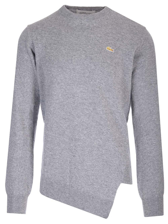 Asymmetric Lacoste Sweater Knitwear Grey