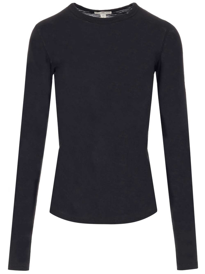 James Perse Round Neck Longsleeved T-Shirt - Black | 289ace07aeb473edb12a0696430824e2f08e270e