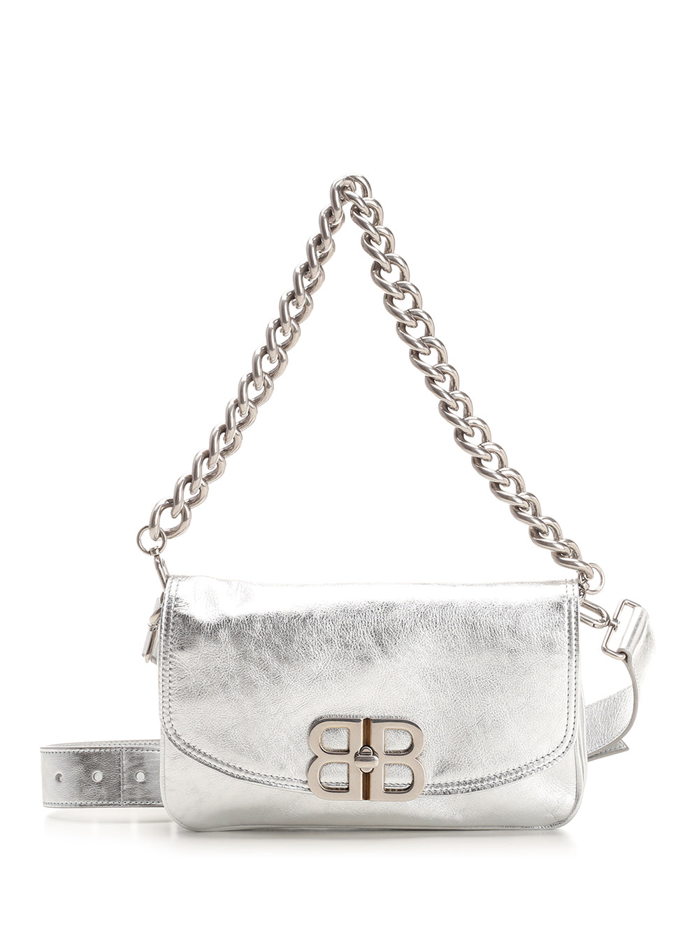 Balenciaga Flap Bb Soft Shoulder Bags - Silver | c7a135f604ac14f6771d34d96e1a7f146f8223b1