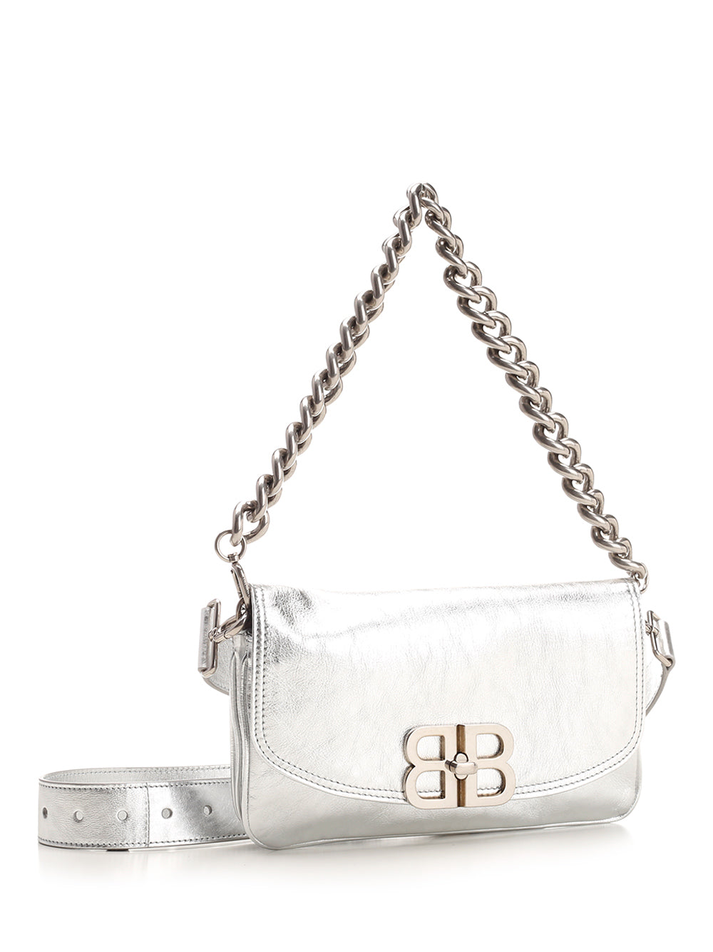 Balenciaga Flap Bb Soft Shoulder Bags - Silver | 52a6f719fcc7cc897f57e1920b8d4270a49ad0b0