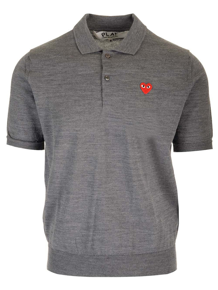 Comme Des Garcons Play Wool Polo shirt - Grey | 162213dabc95cc0fe4493a40e6cb3627b5d4c644