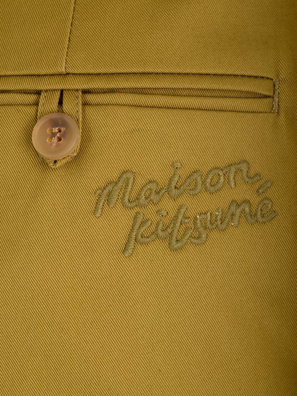 Maison KitsunÉ Cotton Chino Trousers - Green | d03508a50caff6df88f4e3edb2c83da7da14d9a5