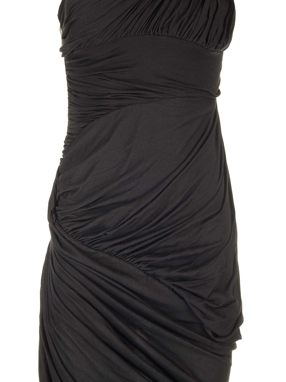 Rick Owens Draped Jersey Midi Dress Dresses - Black | 23d14caff43c7e49ad3a1337f80135211a6c3e0e