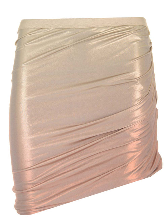 Metallic Stretch Viscose Miniskirt Skirts White