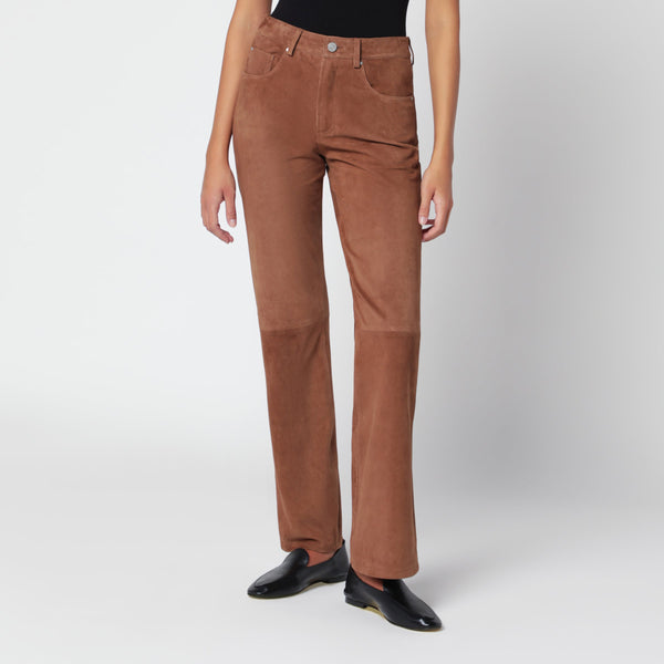 Beige Jean Trousers In Suede