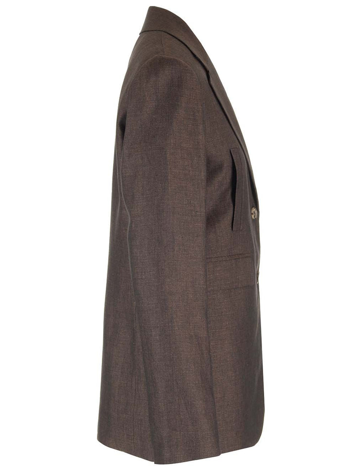 Loewe Linen Single-Breasted Tailored Jacket Jackets - Brown | 3beb9025552e58ec4f8c65e47f2a1985ad269988