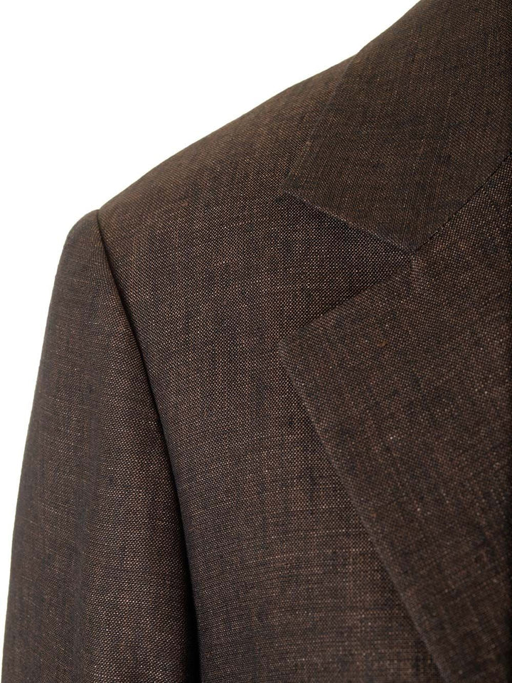 Loewe Linen Single-Breasted Tailored Jacket Jackets - Brown | 33ce869930cbdf1dbd482833154d2db948e11f38