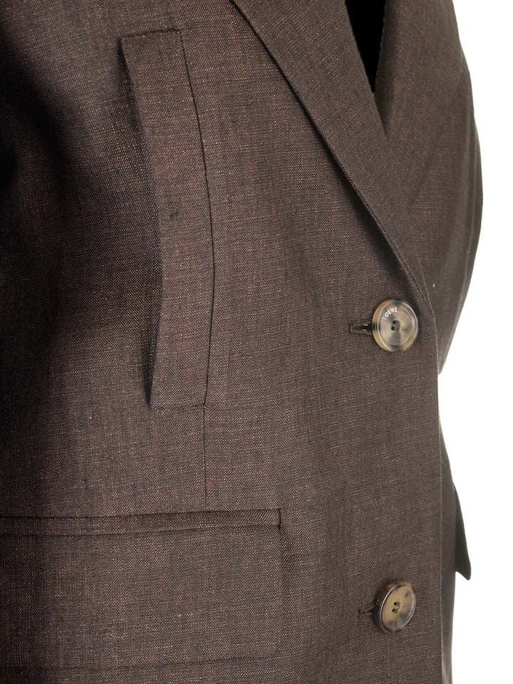Loewe Linen Single-Breasted Tailored Jacket Jackets - Brown | 9c2aad1374d73dc10e24c2c6ea1f50d606f67cf9