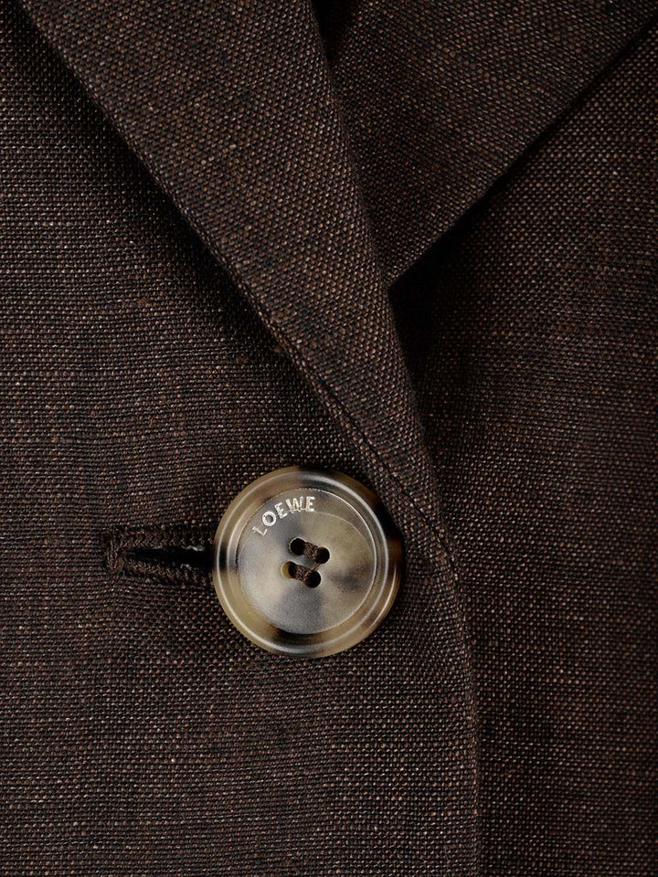 Loewe Linen Single-Breasted Tailored Jacket Jackets - Brown | 4c661b4827e5b201af9ff84744c6c3ef0c16ac83