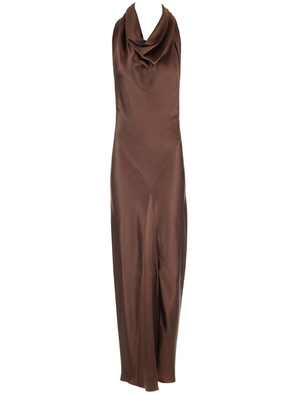 Loewe Long Scarf Dress In Silk Satin Dresses - Brown | 3c396057d41fd60b93c9caf2ba01dad7c3bc7929