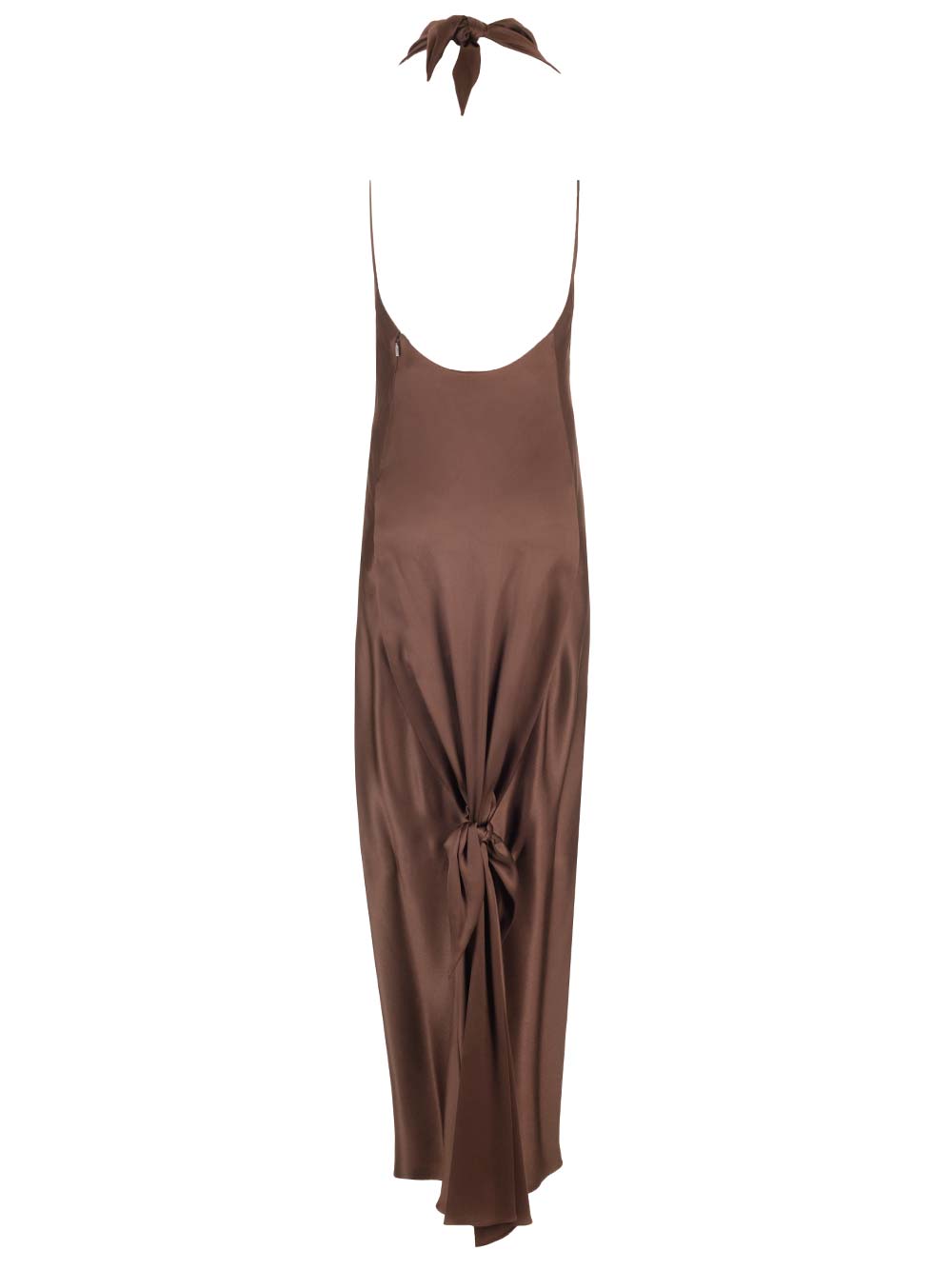 Loewe Long Scarf Dress In Silk Satin Dresses - Brown | 89b76ecba21ecec95037a310a1f6ff7b27d70542