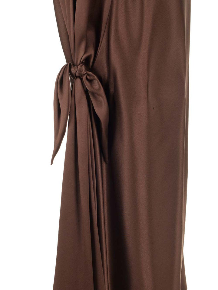 Loewe Long Scarf Dress In Silk Satin Dresses - Brown | 76fe0f70278d83765aaa456affea01d3ae62d4a3