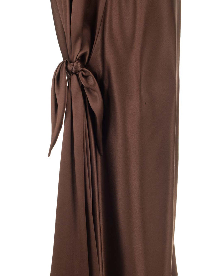 Loewe Long Scarf Dress In Silk Satin Dresses - Brown | 81fe68d7e32486e7a12024fd10909a8575babb56