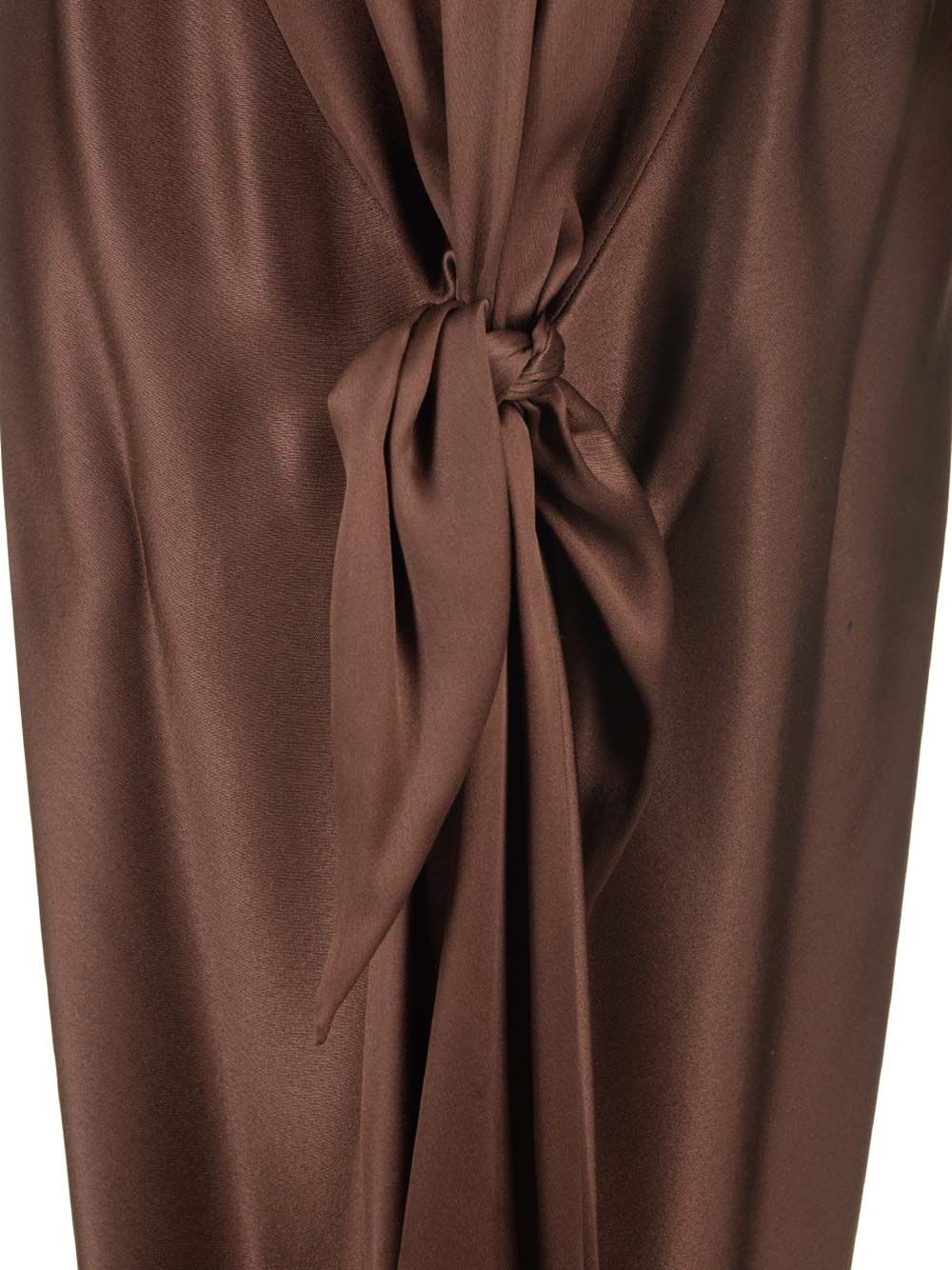 Loewe Long Scarf Dress In Silk Satin Dresses - Brown | e3bb094033108f00f8bdeb8cc797159af8904d9c