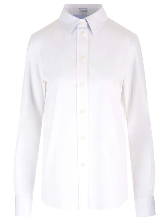 White Cotton Twill Shirt Shirts White