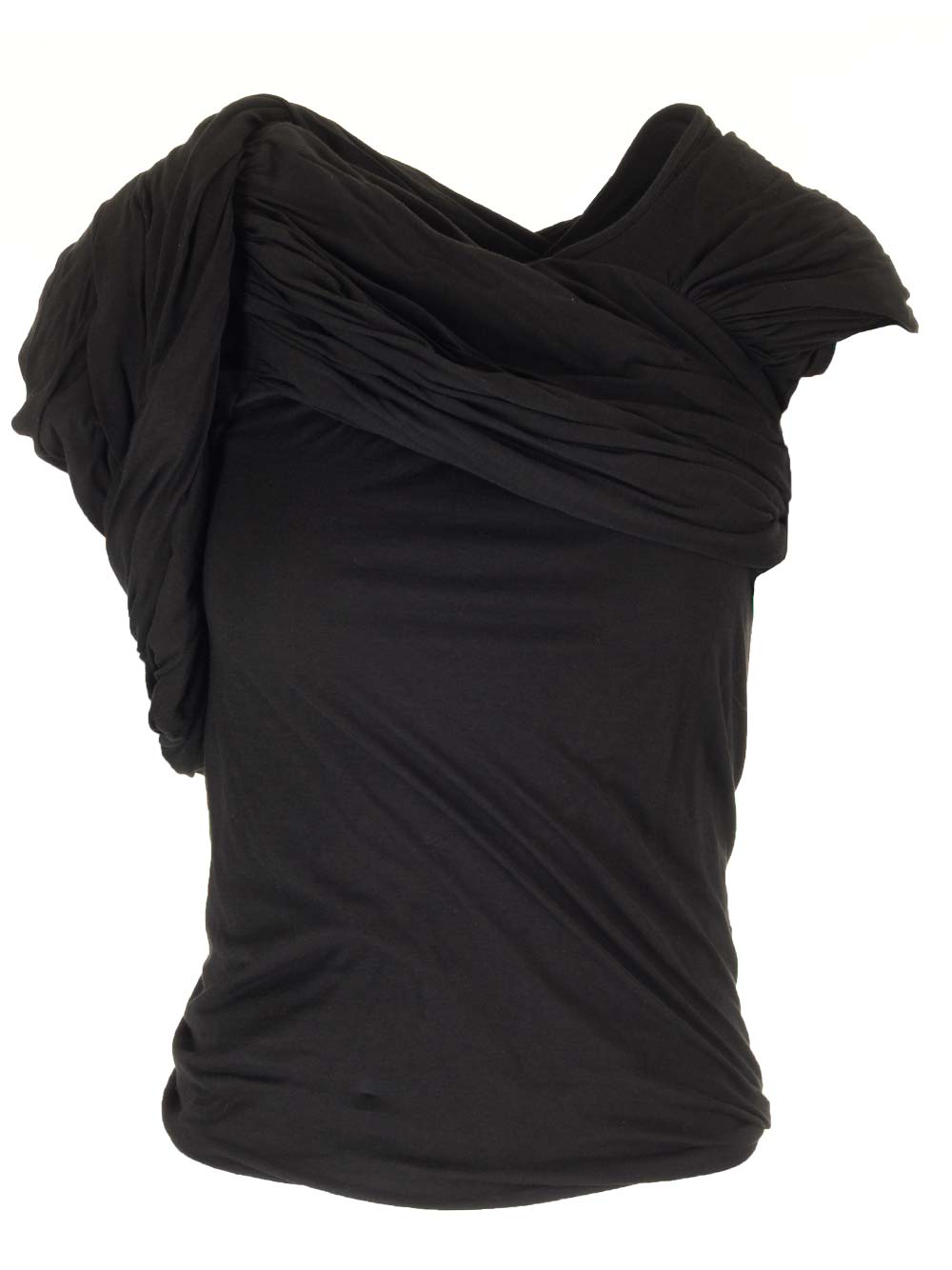 Rick Owens Draped Jersey Top Tops - Black | 918dd185303c48cea53ad960b75fbada0b8f1639
