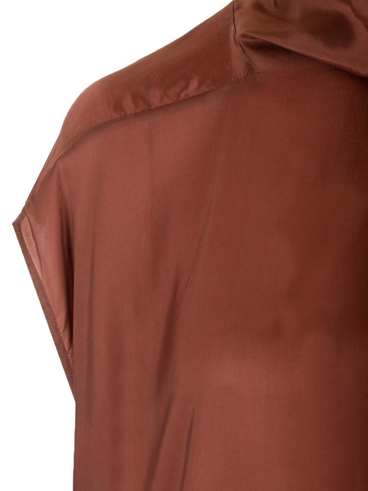 Rick Owens Long Cupro Dress Dresses - Brown | 50f7c99c8d1eb564c7efed45b7bd0c304b1026d0