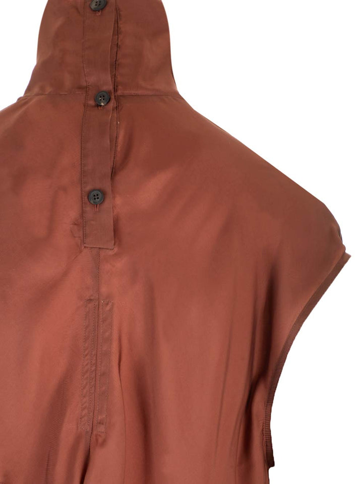 Rick Owens Long Cupro Dress Dresses - Brown | daca144b0173103c5ac18ed1c423278997b5598e