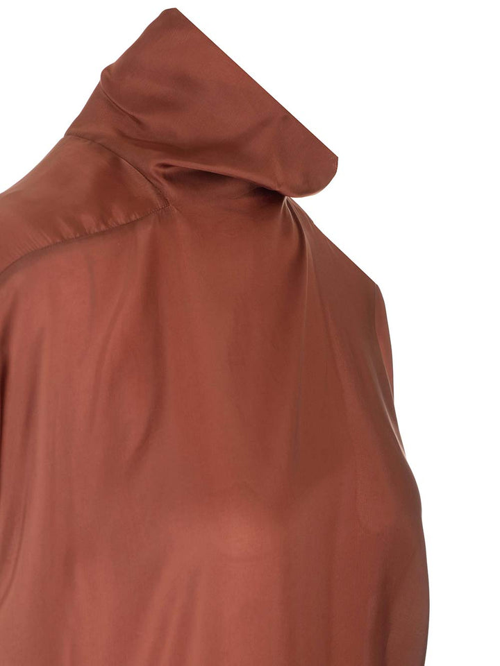 Rick Owens Long Cupro Dress Dresses - Brown | a4582c55224bbe56415512593212767047e6dabd