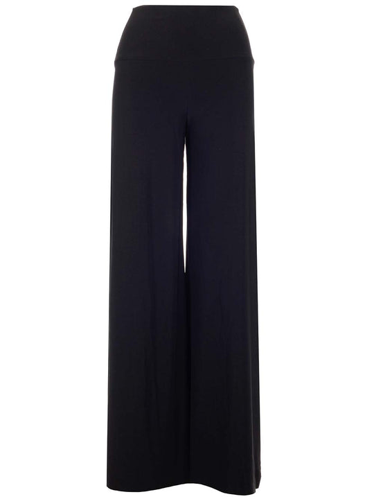 Black Jersey Wide Leg Trousers Black