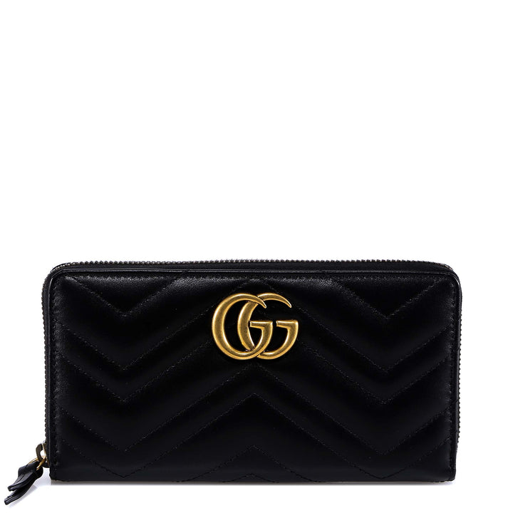 Matelassé leather wallet with frontal double G