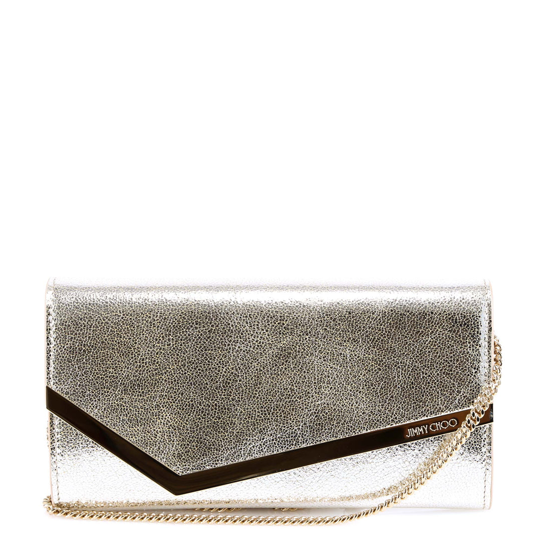 Clutch with metallic leather