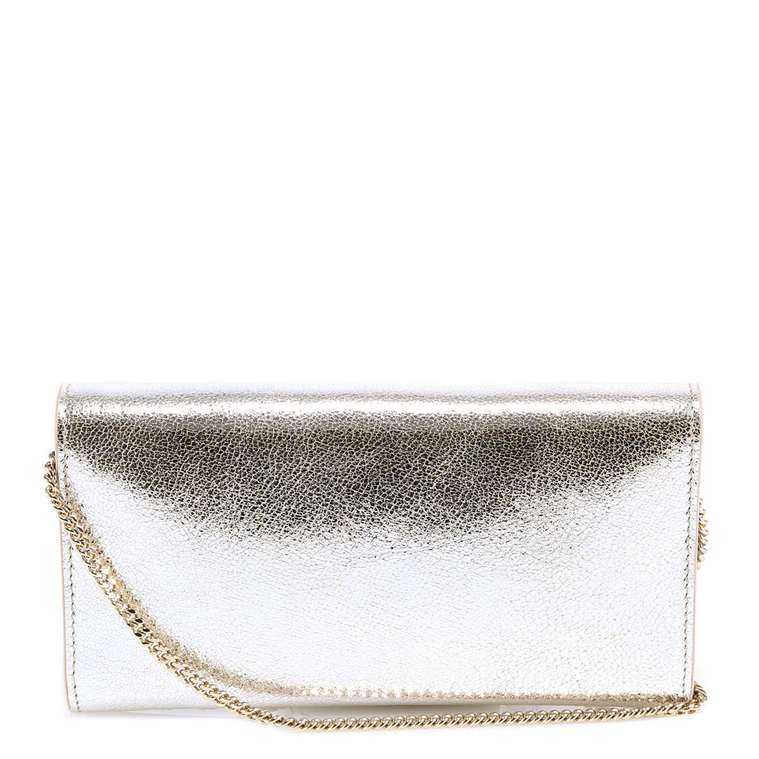 Clutch with metallic leather