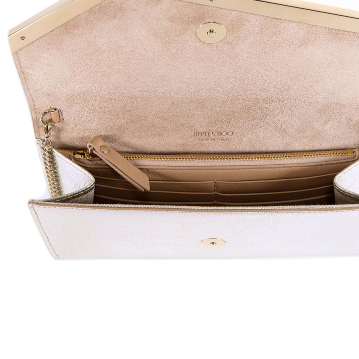 Clutch with metallic leather