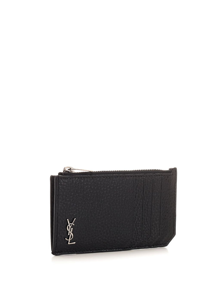 Saint Laurent Grained Leather Card Case Wallets - Black | b124b9734420a317dbc9904593fa3bb790ba2f8a