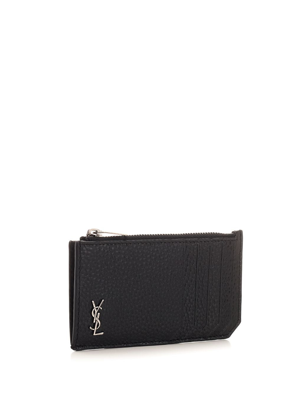 Saint Laurent Grained Leather Card Case Wallets - Black | b124b9734420a317dbc9904593fa3bb790ba2f8a