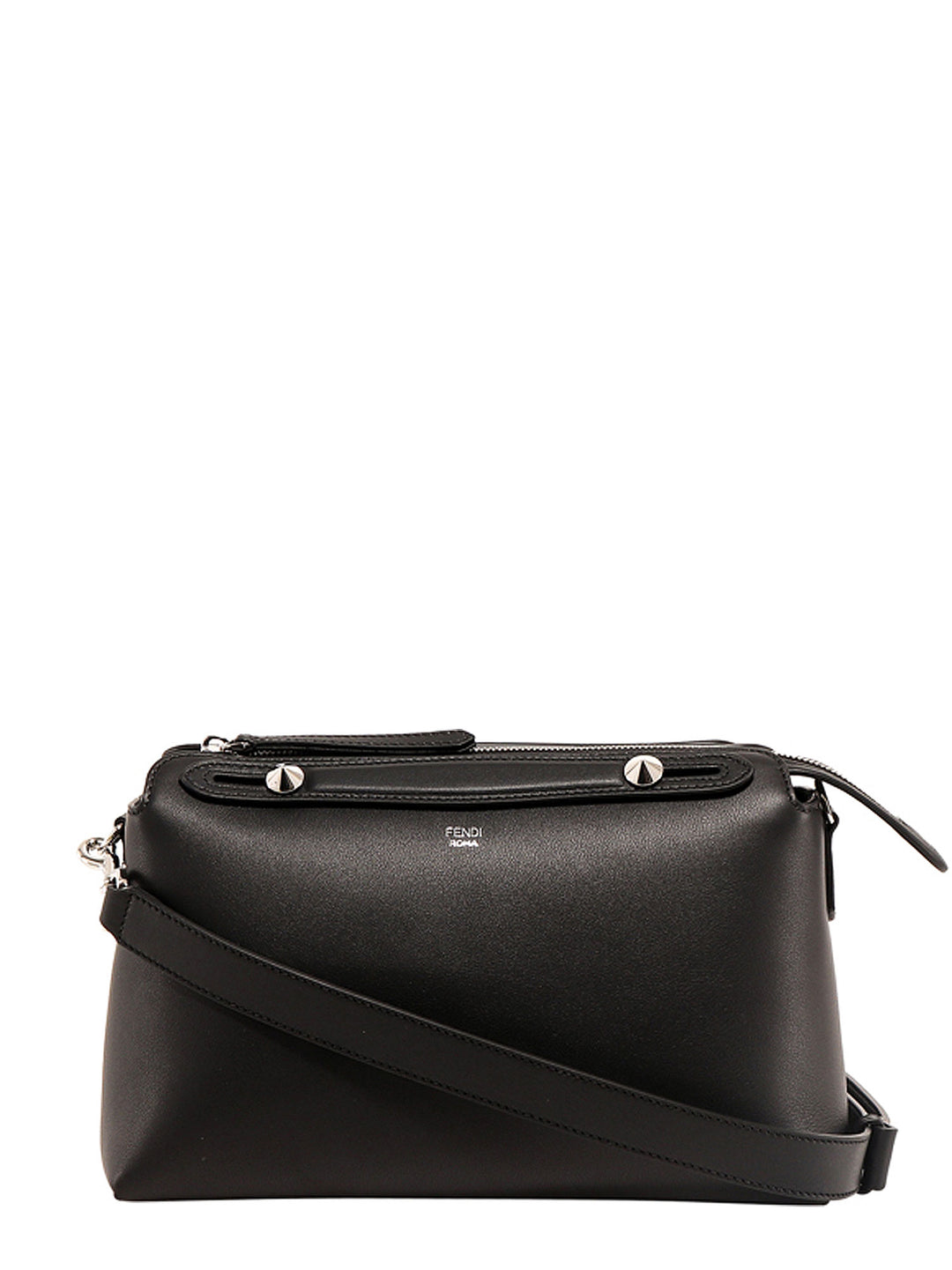 Leather shoulder bag with logo print