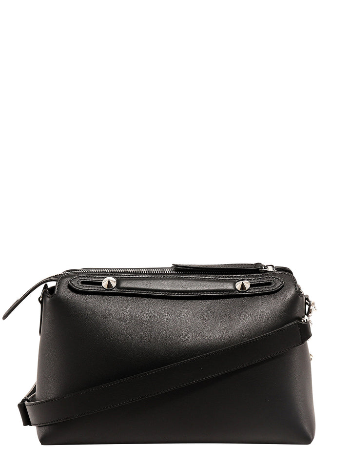 Leather shoulder bag with logo print