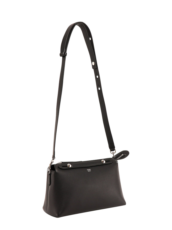 Leather shoulder bag with logo print