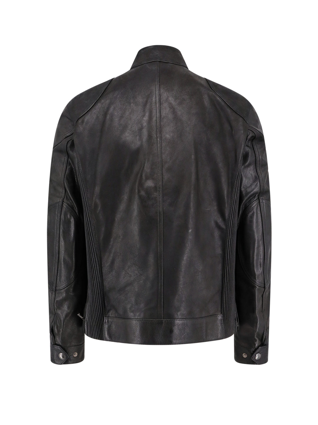 Leather jacket with strap details