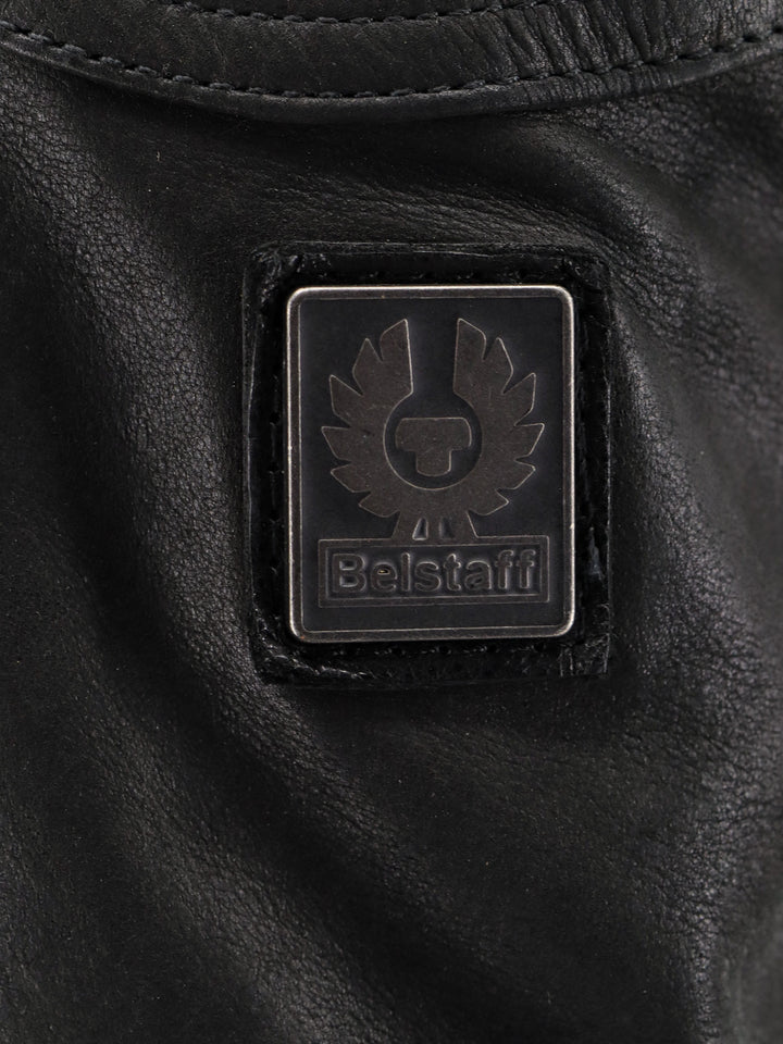 Leather jacket with strap details