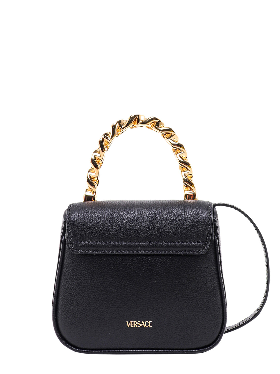 Leather handbag with iconic metal logo Medusa