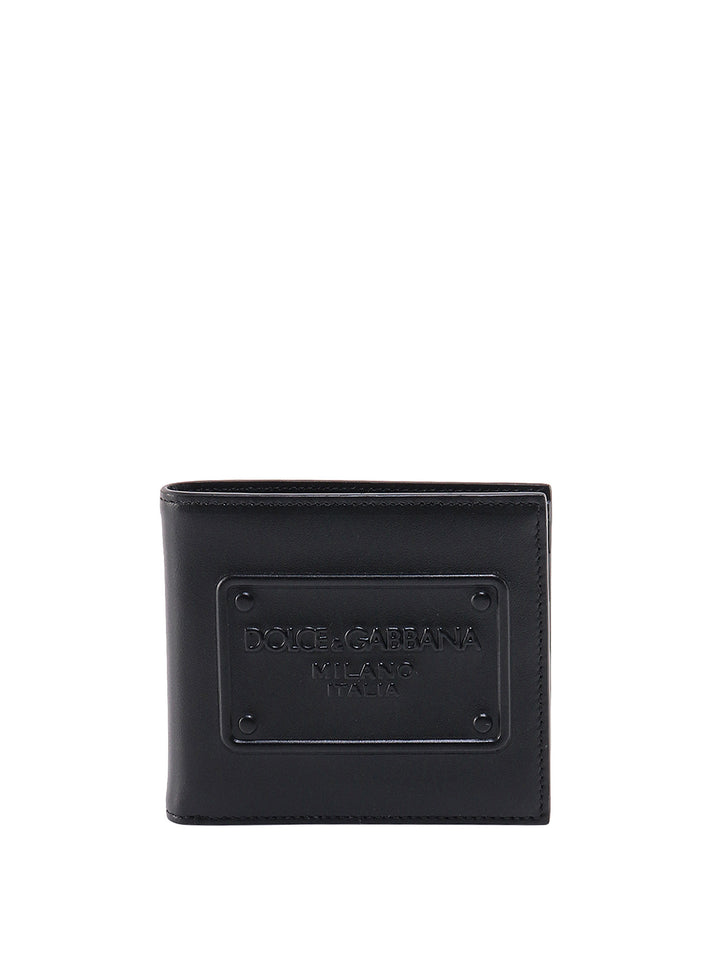 Leather wallet with embossed logo