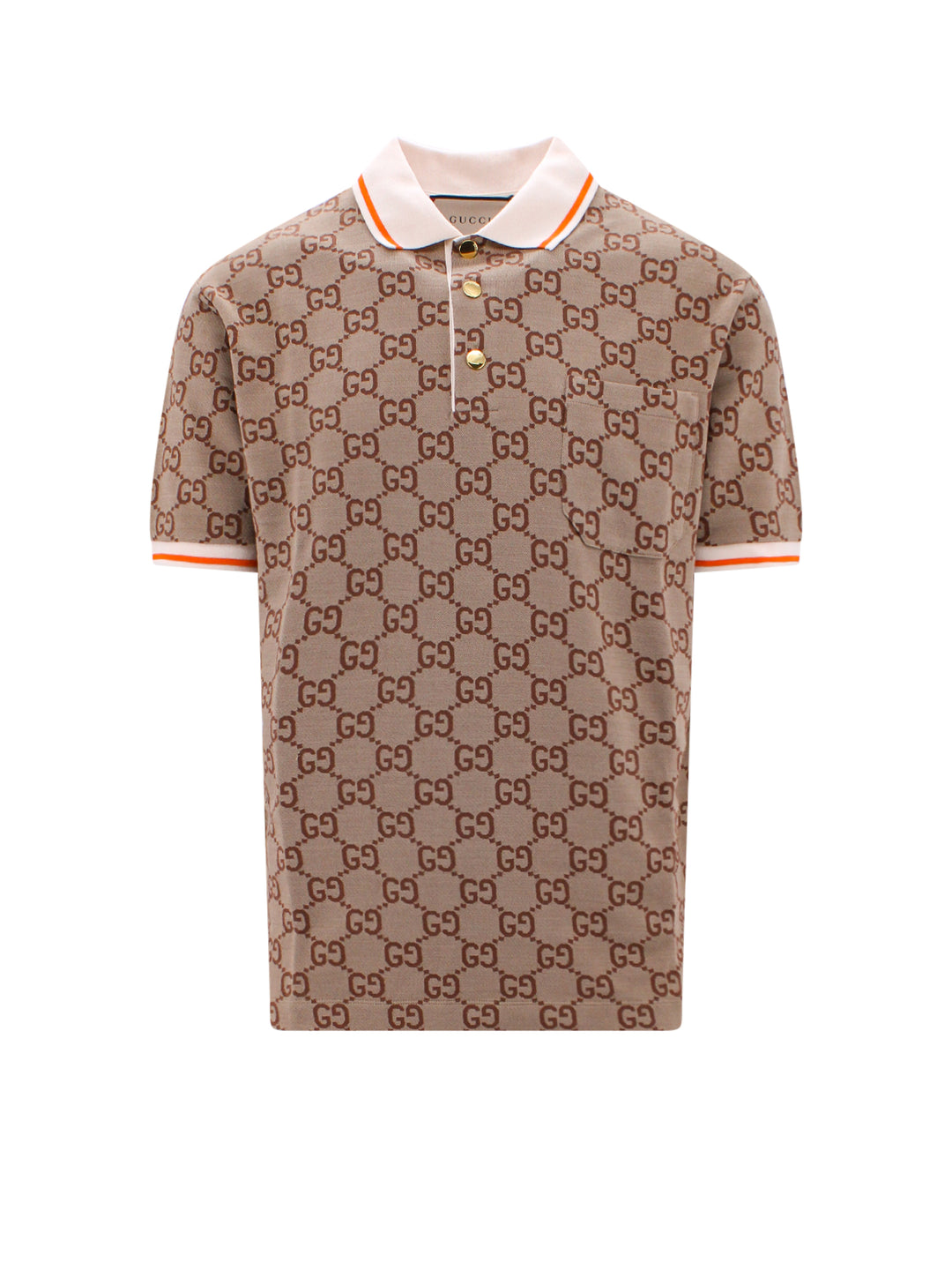 Silk and cotton polo shirt with all-over GG logo