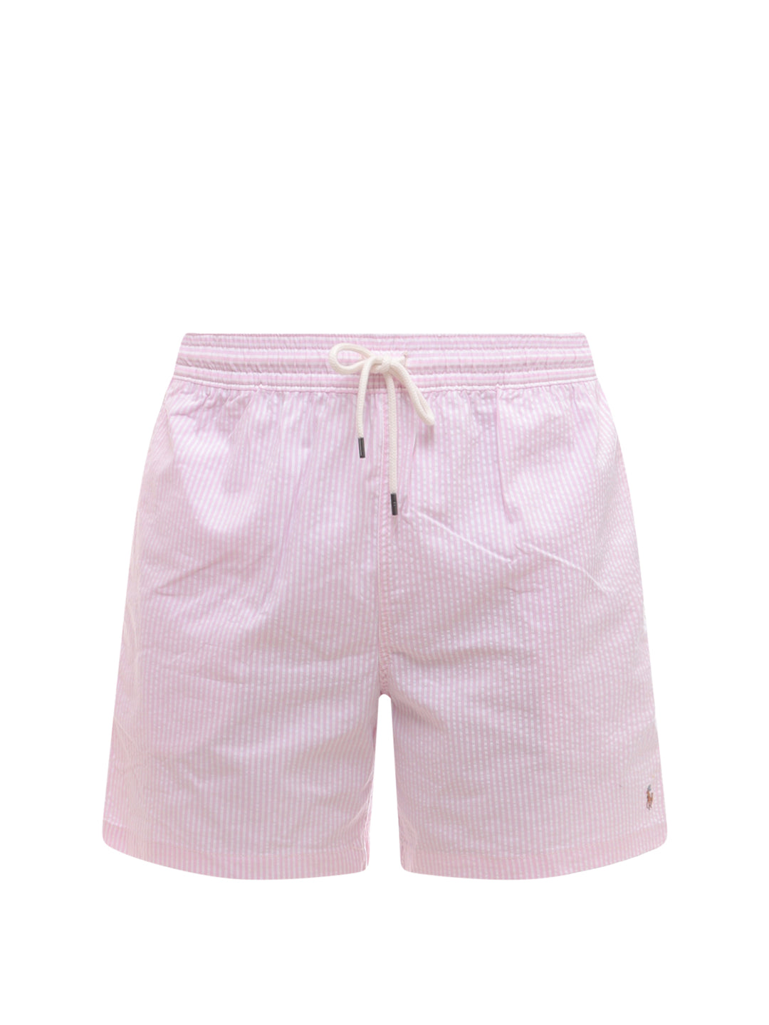 Cotton swim trunk with embroidered logo