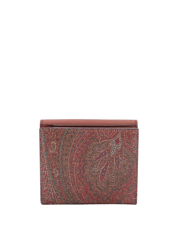 Jacquard Paisley fabric wallet with leathr flap