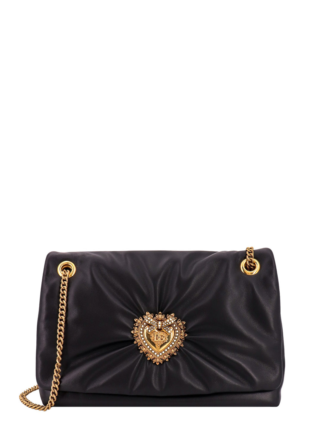 Padded leather shoulder bag with metal detail