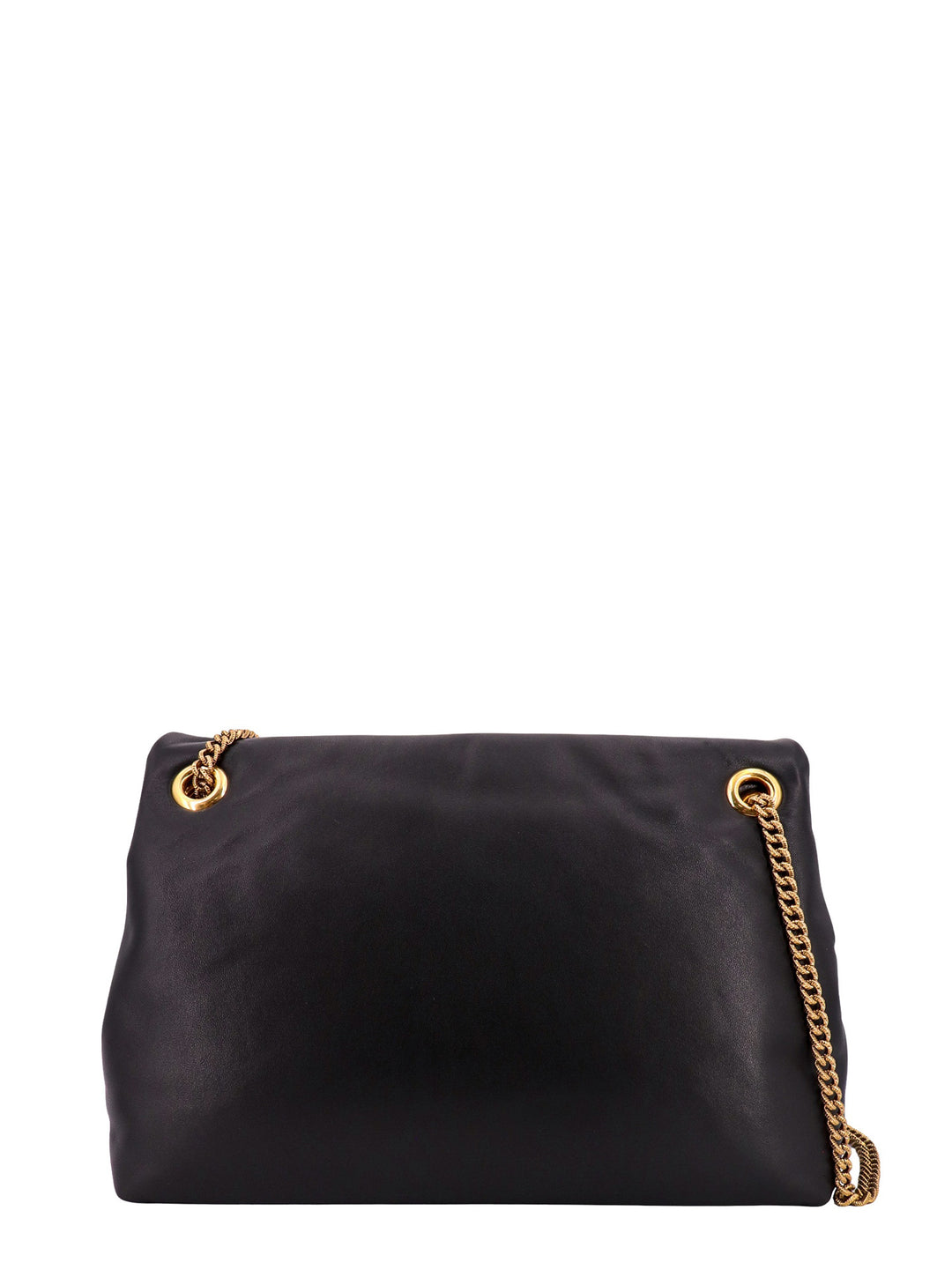 Padded leather shoulder bag with metal detail