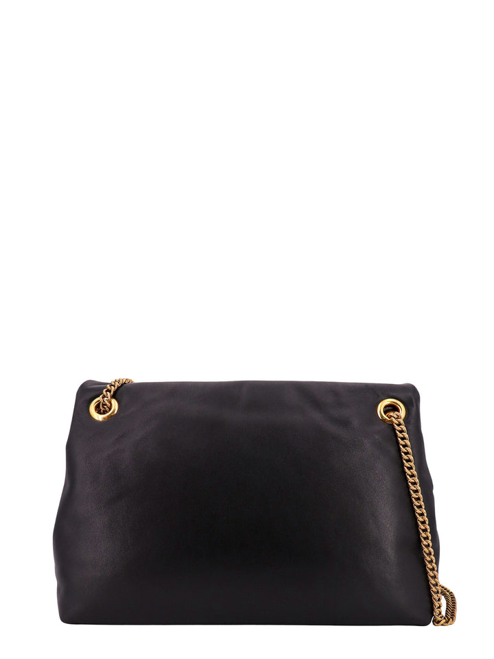 Padded leather shoulder bag with metal detail