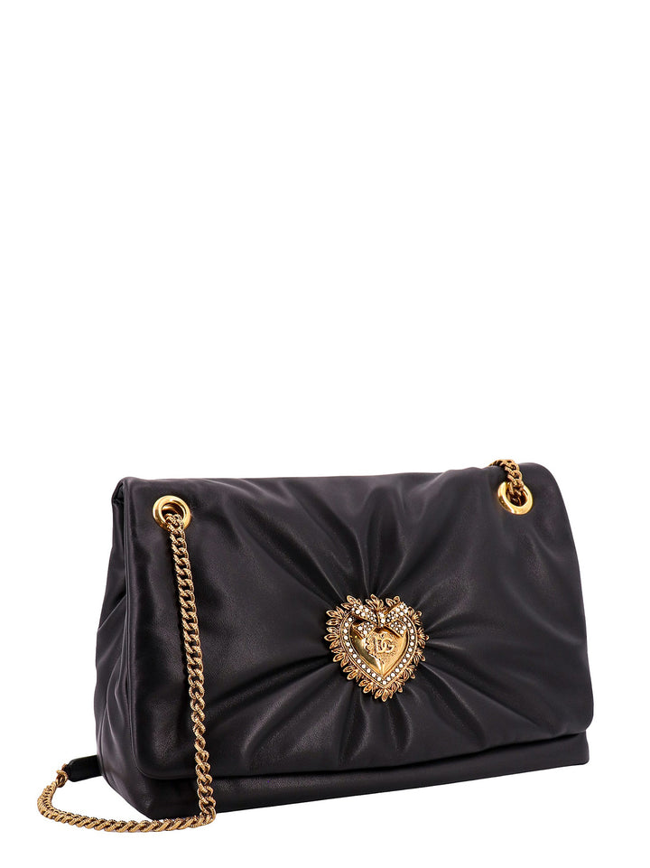 Padded leather shoulder bag with metal detail