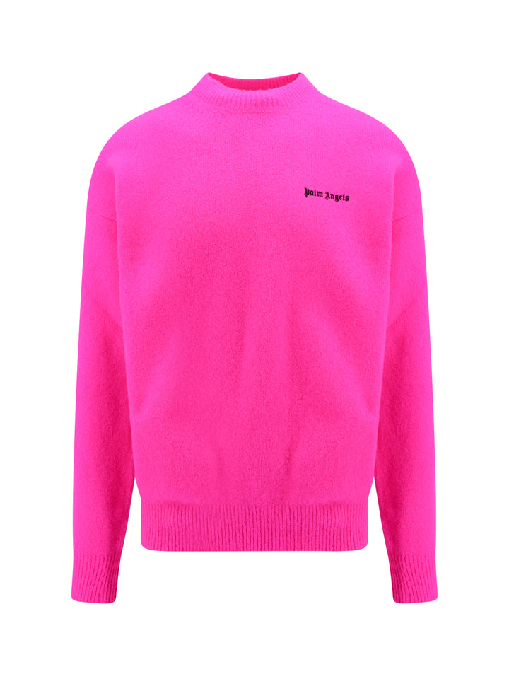 Wool blend sweater with embroidered logo