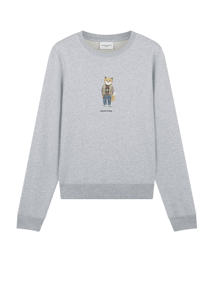 Cotton sweatshirt with dressed fox print