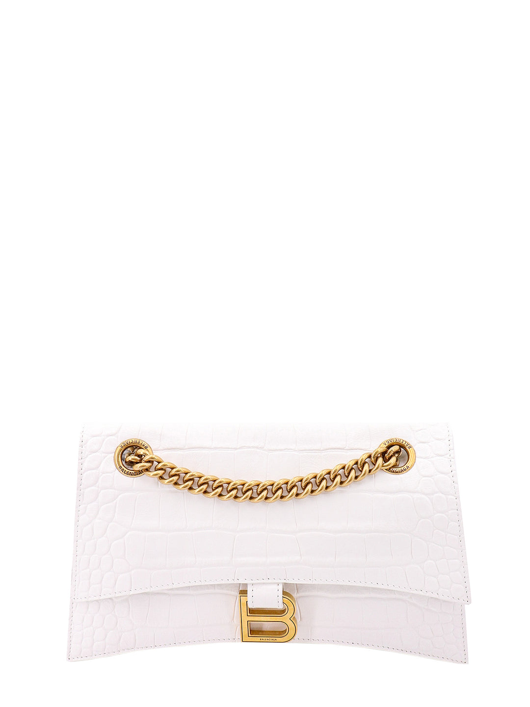 Croco leather shoulder bag with metal monogram