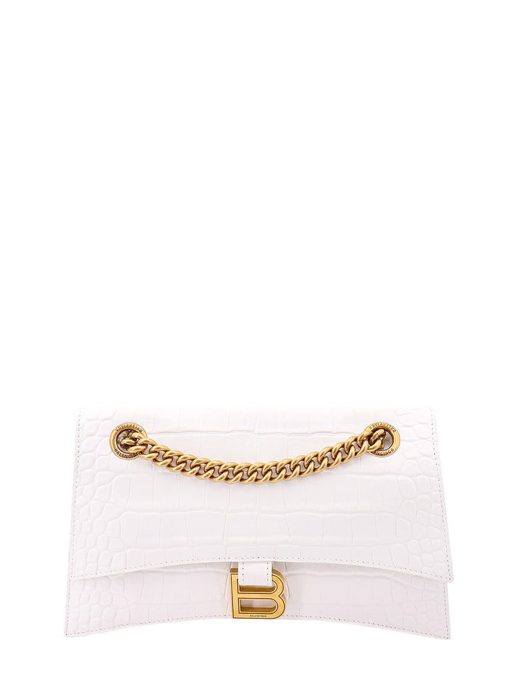 Croco leather shoulder bag with metal monogram