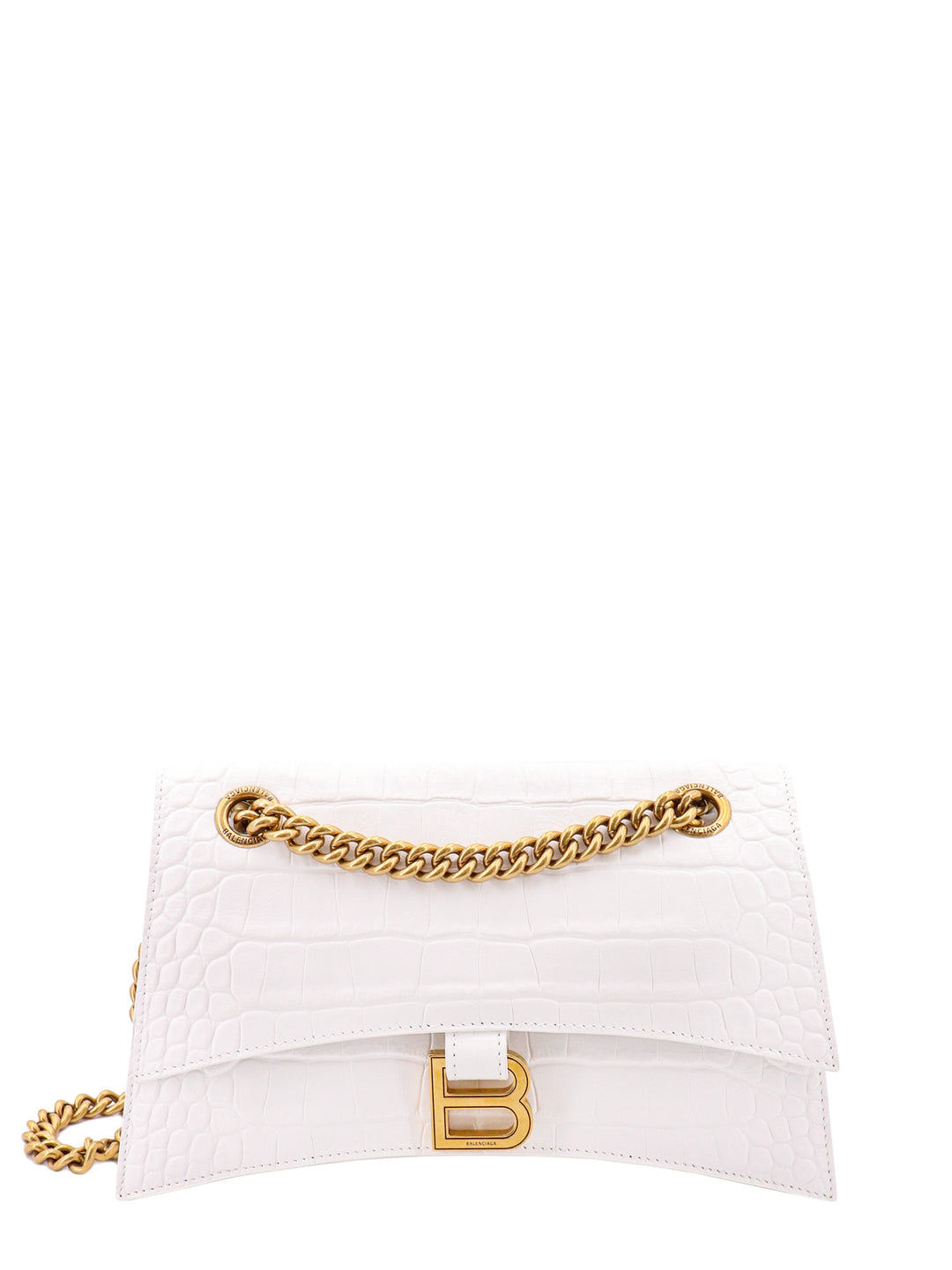 Croco leather shoulder bag with metal monogram